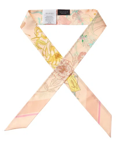 Gucci Printed Silk Ribbon In Pink