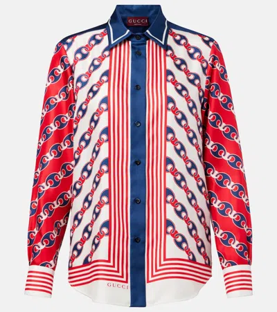 GUCCI PRINTED SILK SATIN SHIRT