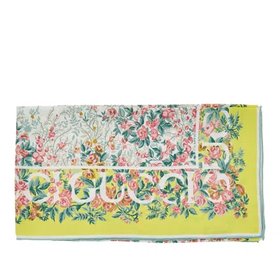 Gucci Printed Silk Scarf In Yellow
