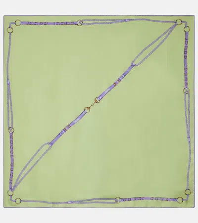 Gucci Printed Silk Scarf In Green