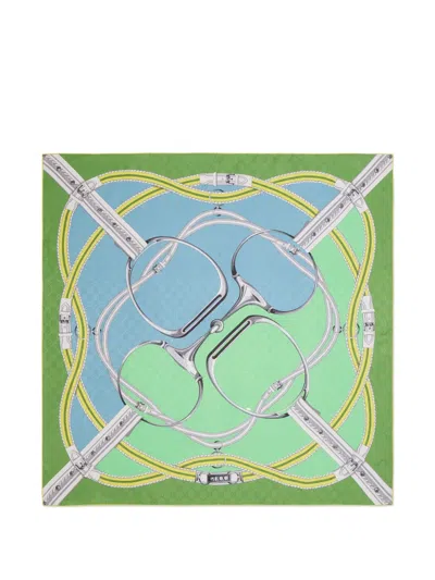 Gucci Gg Jacquard Horsebit Silk Scarf In Multi