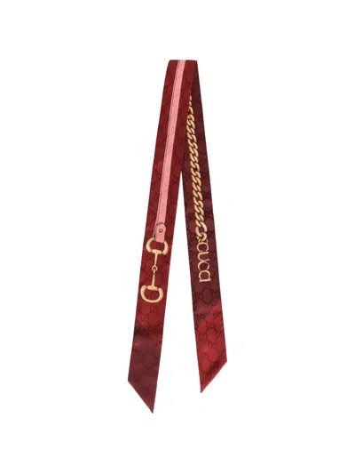 Gucci Printed Silk Scarf In Red