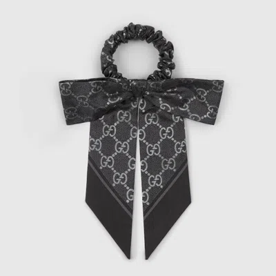 Gucci Printed Silk Scrunchie In Black