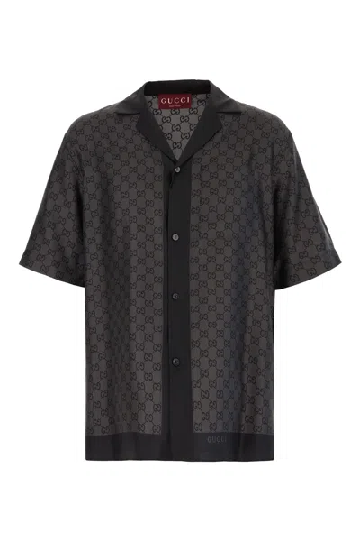 Gucci Printed Silk Shirt In Black