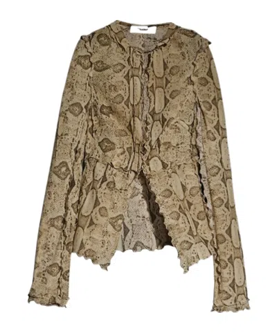 Gucci Printed Silk Shirt In Brown