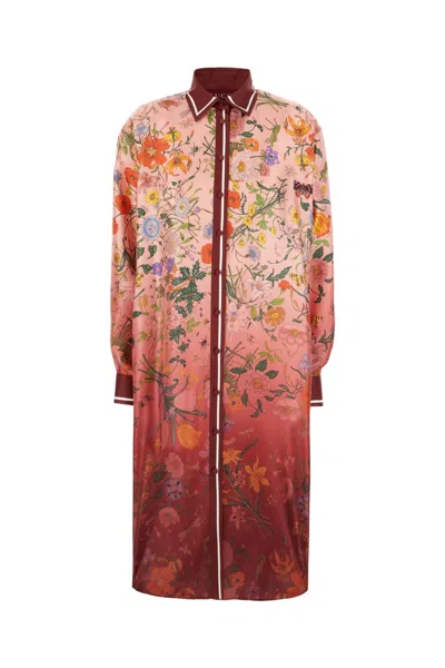 Gucci Printed Silk Shirt Dress In Multi