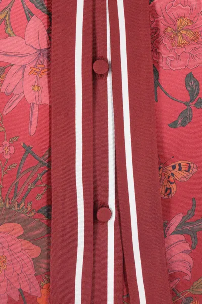 Gucci Printed Silk Shirt In Red