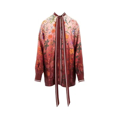 GUCCI PRINTED SILK SHIRT WITH LAVALLIÈRE COLLAR