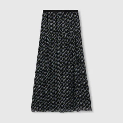 Gucci Printed Silk Skirt In Black