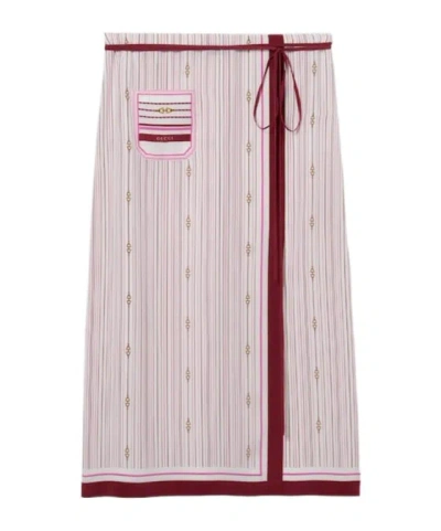 Gucci Printed Silk Skirt In Pink