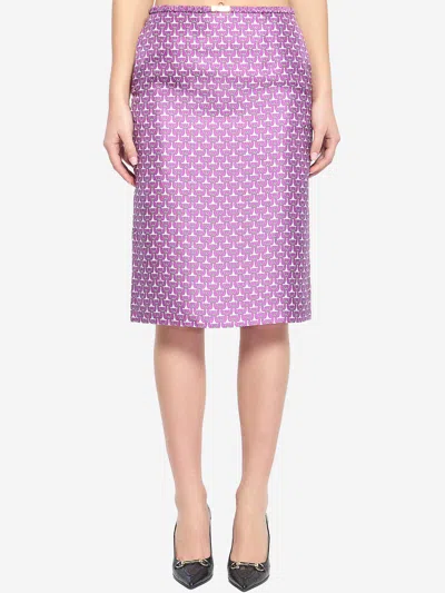 Gucci Printed Silk Skirt In Purple