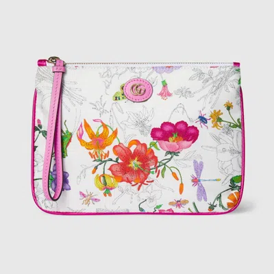 Gucci Printed Silk Small Pouch In White
