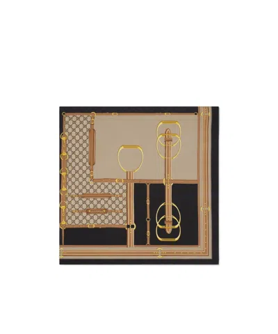 Gucci Printed Silk Square In Nude