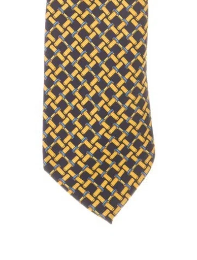 Pre-owned Gucci Printed Silk Tie In Blue
