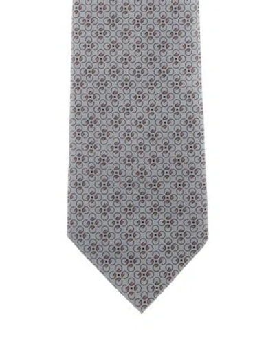 Pre-owned Gucci Printed Silk Tie In Blue