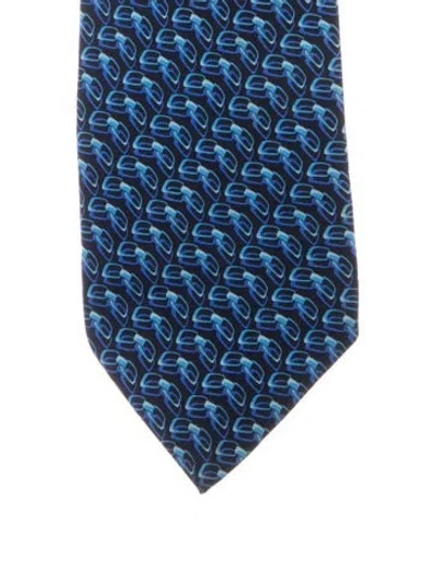 Pre-owned Gucci Printed Silk Tie In Blue