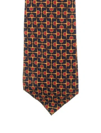 Pre-owned Gucci Printed Silk Tie In Blue