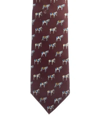 Pre-owned Gucci Printed Silk Tie In Purple