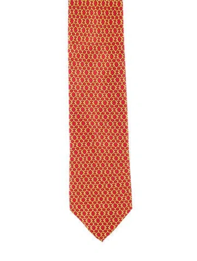 Pre-owned Gucci Printed Silk Tie In Red