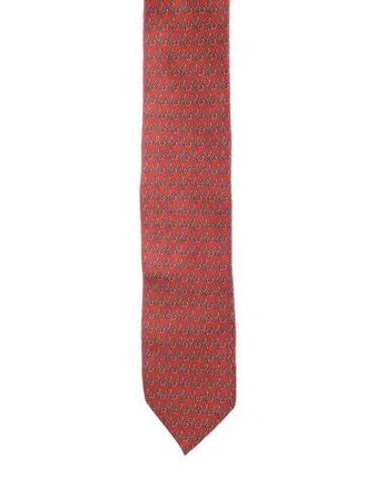 Pre-owned Gucci Printed Silk Tie In Red