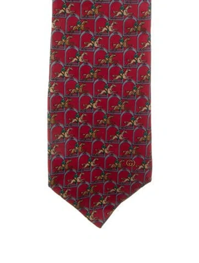 Pre-owned Gucci Printed Silk Tie In Red
