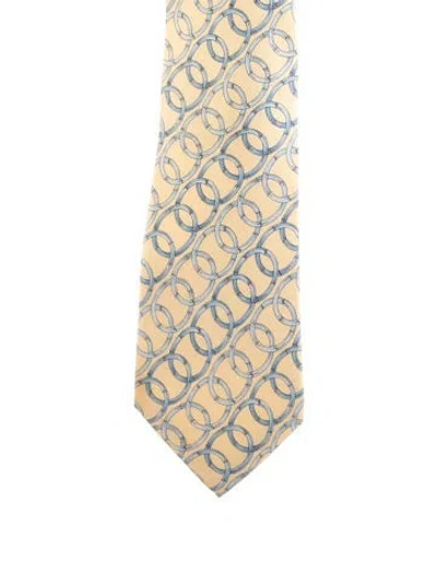 Pre-owned Gucci Printed Silk Tie In Yellow