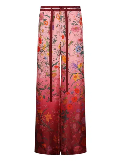 Gucci Printed Silk Trousers In Multi