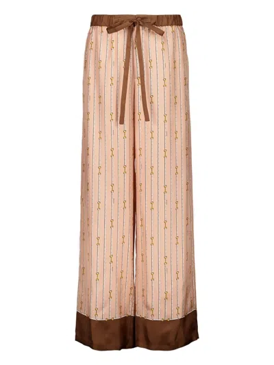 Gucci Printed Silk Trousers In Pink