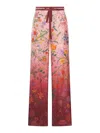Gucci Floral Print Wide Leg Trousers With Elastic Waistband In Gold