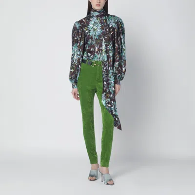 Gucci Printed Silk Twill Blouse In Green