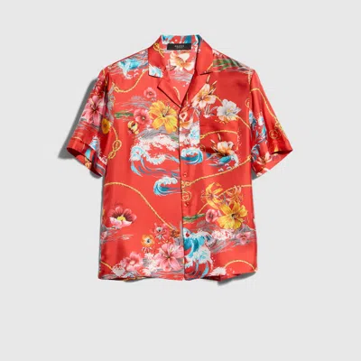 Gucci Printed Silk Twill Bowling Shirt In Red