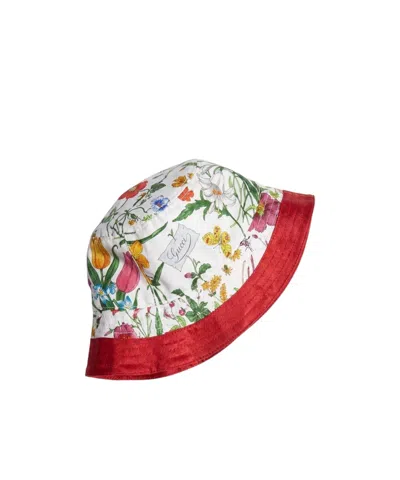 Gucci Printed Silk Twill Bucket Hat In Red