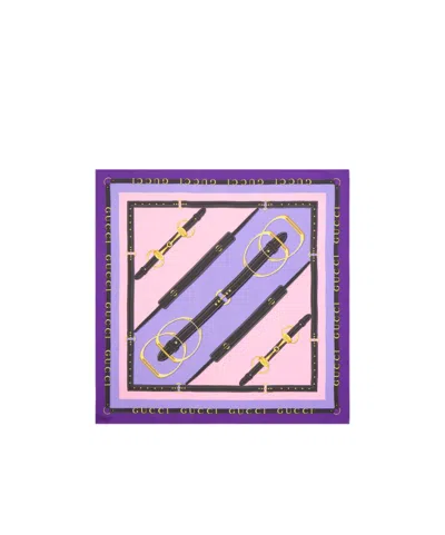 Gucci Printed Silk Twill Carré In Purple