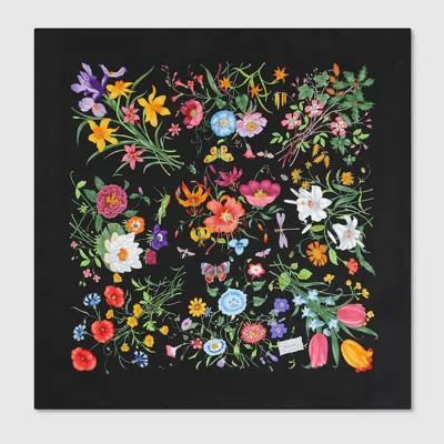 Gucci Printed Twill Square In Black