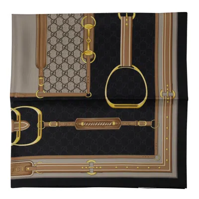 Gucci Printed Silk Twill Carre In Black