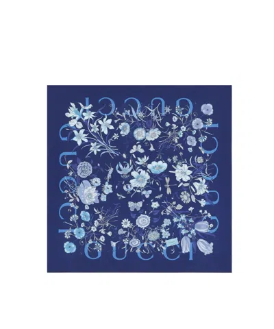 Gucci Printed Silk Twill Carré In Blue