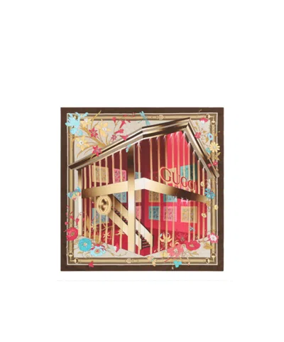 Gucci Printed Silk Twill Carré In Brown