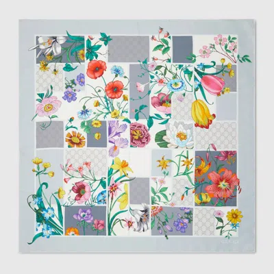 Gucci Printed Silk Twill Carré In Brown