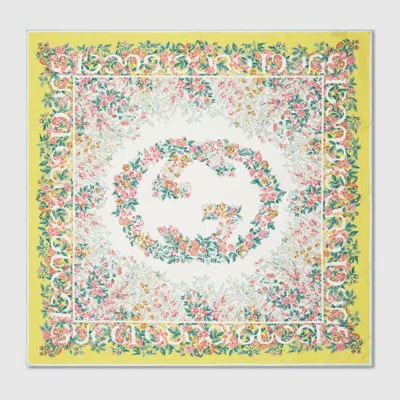 Gucci Printed Silk Twill Carré In Green