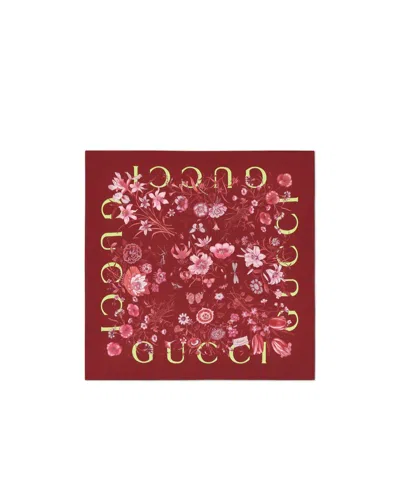 GUCCI GUCCI FLORAL PRINTED TWILL SCARF