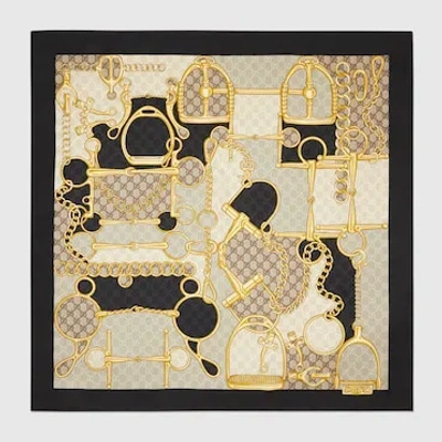 Gucci Gg Horsebit Silk Scarf In Undefined
