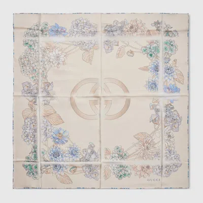Gucci Printed Silk Twill Carré In Neutral