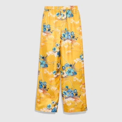 Gucci Printed Silk Twill Leisure Pants In Yellow
