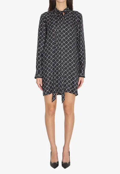 Gucci Printed Silk Twill Mini Dress In Black