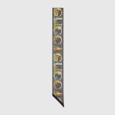 Gucci Printed Silk Twill Neck Bow In Black