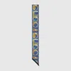 Gucci Printed Silk Twill Neck Bow In Blue