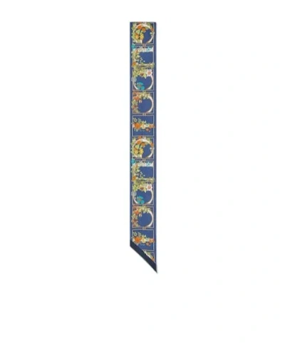 Gucci Printed Silk Twill Neck Bow In Blue