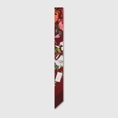 Gucci Printed Silk Twill Neck Bow In Bordeaux