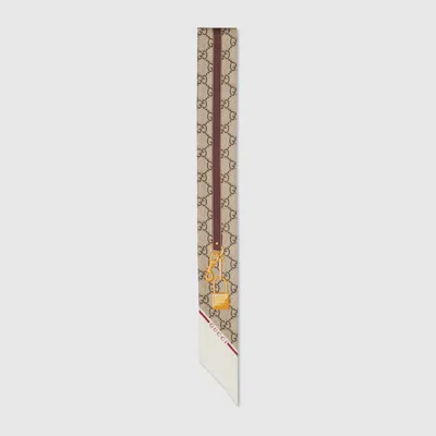Gucci Halsschleife Aus Seide Mit Gg Valigeria-print In Bordeaux