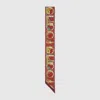 Gucci Printed Silk Twill Neck Bow In Burgundy